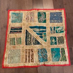 Authentic Pakistani Embroidered Handmade Floor Cushion Cover - Green